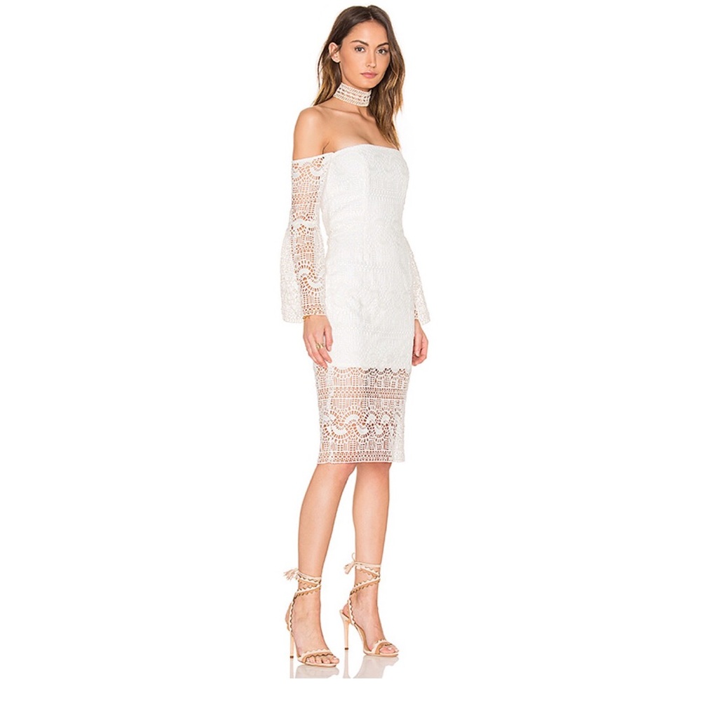 Bardot Geo Lace Dress in Ivory
